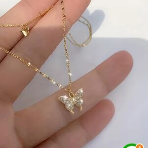 Gold Butterfly Pendant Necklace